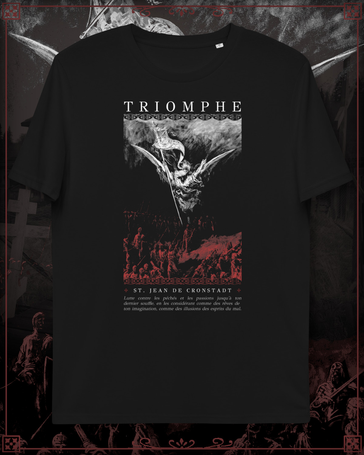 T-Shirt of an Angel with a St. John of Kronstadt quote.