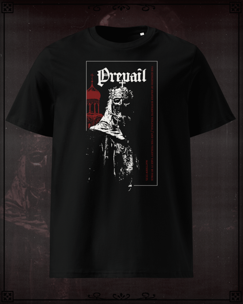 T-Shirt of Baldwin IV of Jerusalem reading Prevail.